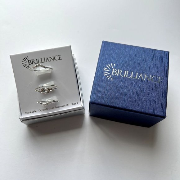 NIB NWT Brilliance 3-pc. Swarovski Clear Crystal Ring Set Size 7 Size 9 … - Picture 3 of 7